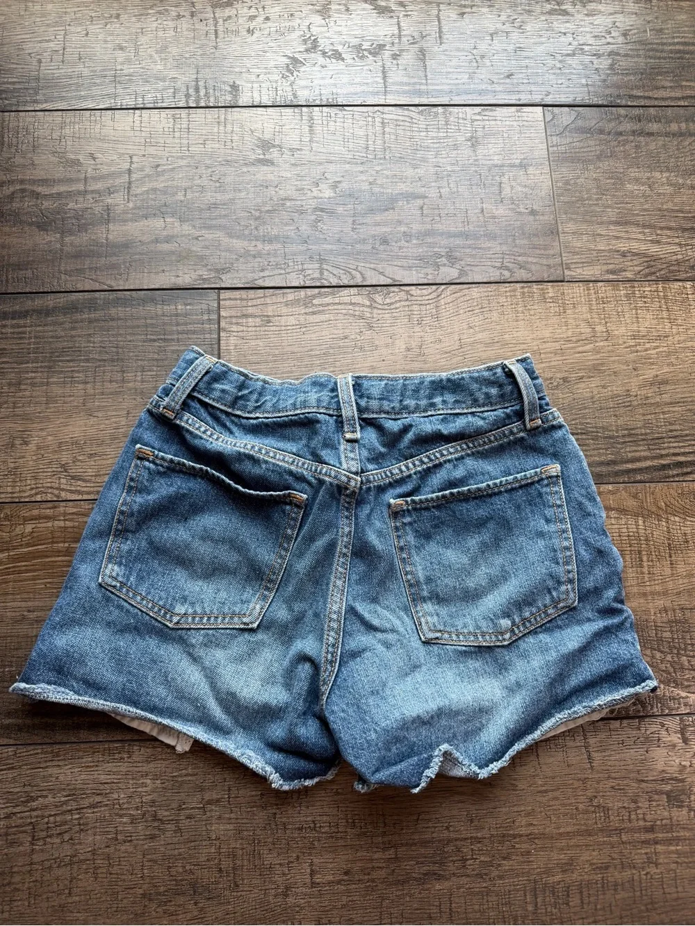 Old Navy Blue Distressed Denim Shorts with Lace Inset